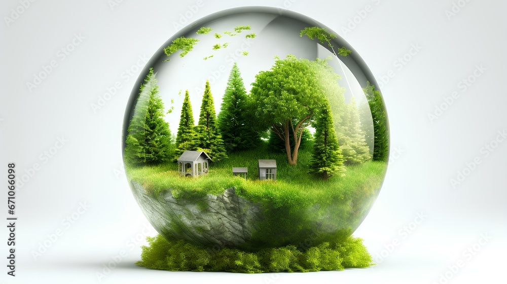 a glass ball with moss and trees inside a glass ball with moss and trees inside