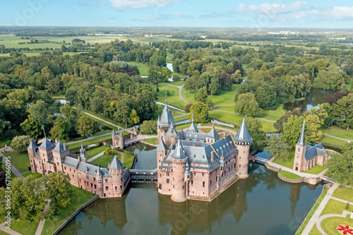 Aerial from historical castle de Haar in Haarzuilens in the Netherlands photo