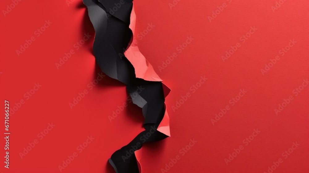 a red wall with a torn up piece of paper on it. generative ai a red wall with a torn up piece of paper on it. generative ai
