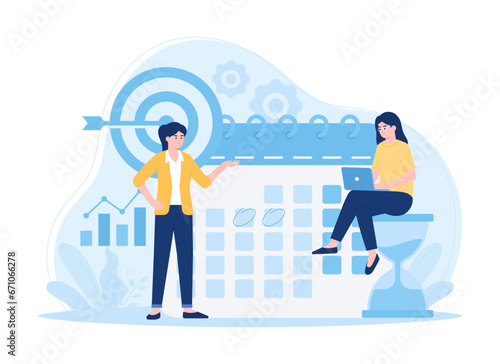 Work with business targets concept flat illustration