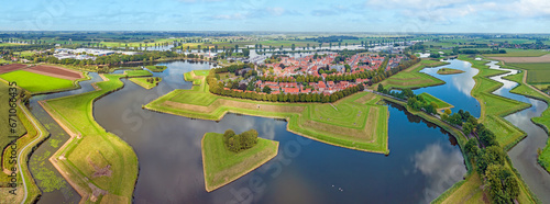 Aerial from the traditional city Heusden in Noord Brabant Netherlands photo