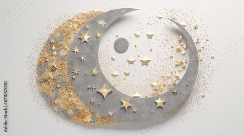  a crescent with stars and a crescent with a moon on it.  generative ai