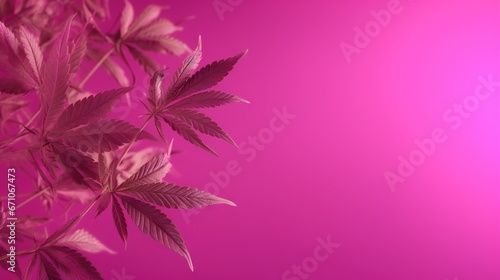  a pink background with a bunch of leafy plants in the foreground. generative ai
