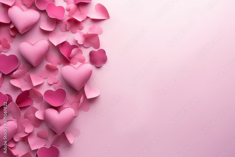 Heart shape on pastel background with copy space, love charity concept