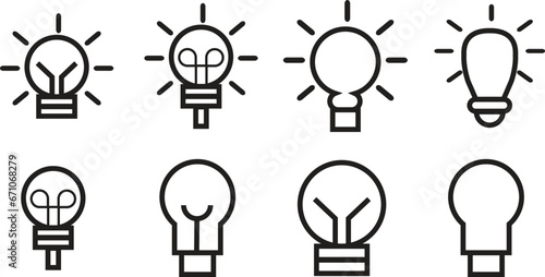 Editable vector pack of bulb line icons