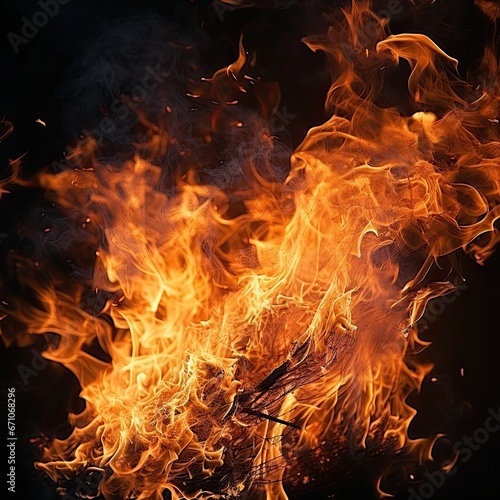 Illustration of flame isolated on black background.