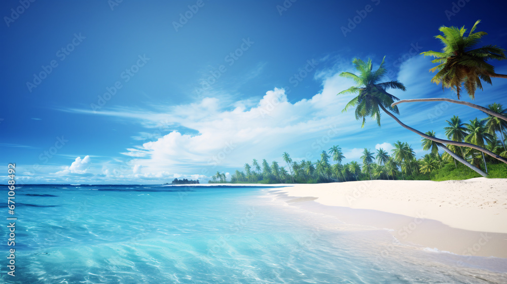 Fototapeta premium Beach-themed Background for Refreshing Presentations and Coastal Getaway Slideshows.