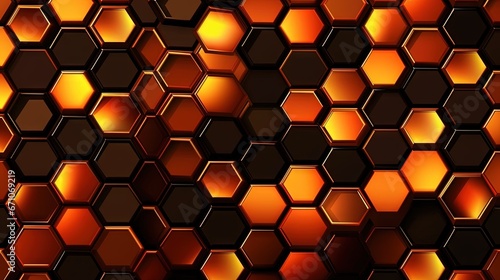  an abstract background of hexagonals in orange and brown. generative ai