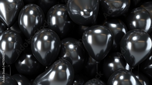  a large group of black balloons are shown in this image. generative ai © Nadia