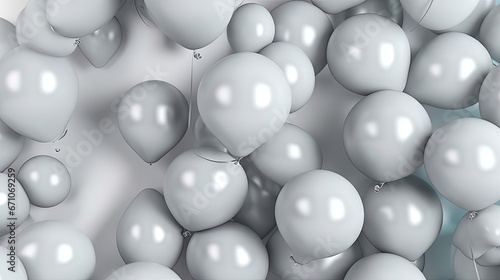  a bunch of white balloons floating in the air with a white background.  generative ai