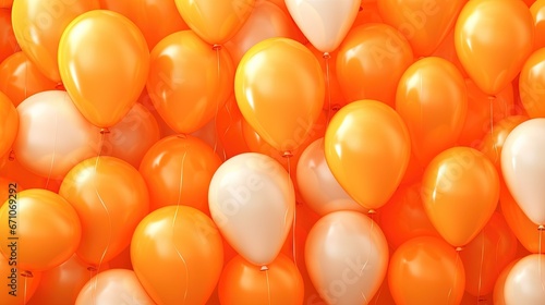  a large group of orange and white balloons with a white balloon in the middle. generative ai
