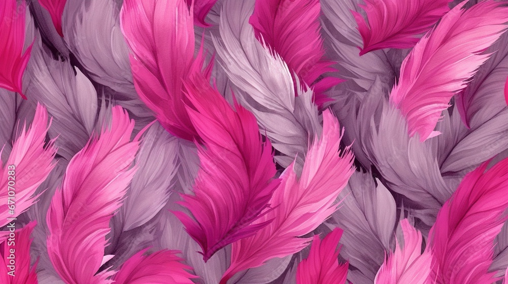 a bunch of pink and purple feathers on a white background. generative ai a bunch of pink and purple feathers on a white background. generative ai
