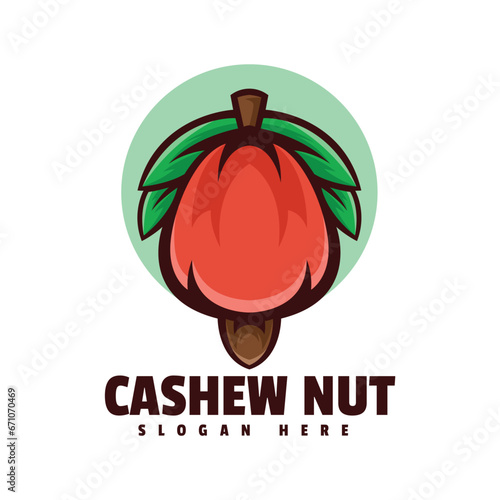 Cashew nut illustration logo design 