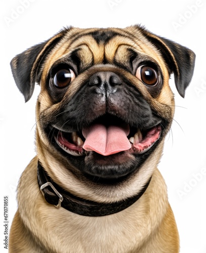 Portrait of a pug dog in happy mood