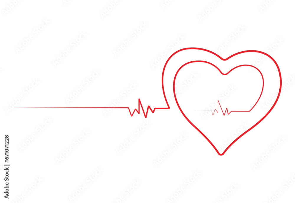 Continuous one line drawing of a heartbeat line heart in a heartbeat pulse of life on a cardiogram. Vector illustration. Pro vector. 