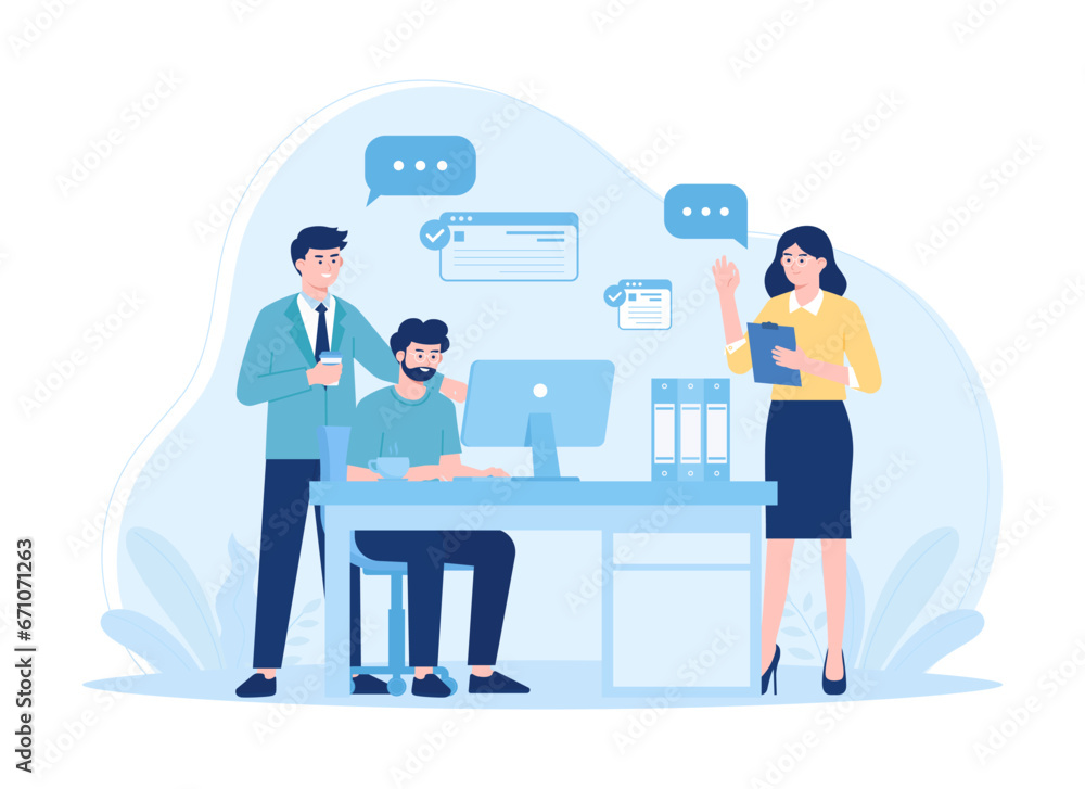 Customer service worker concept flat illustration Customer service worker concept flat illustration