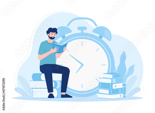 Study time management concept flat illustration