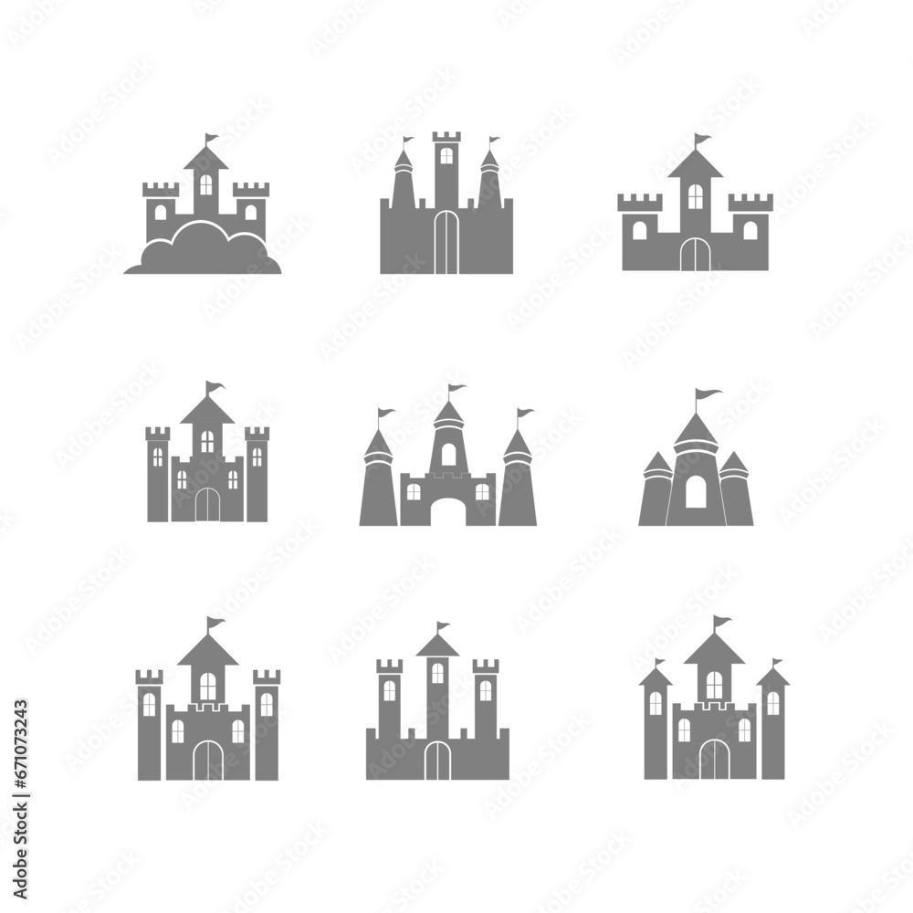 set of castle logo vector icon