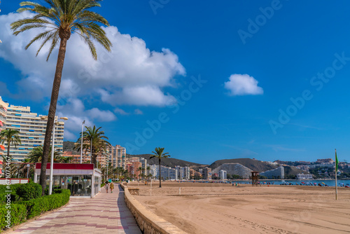 Playa Sant Antonio beach Cullera Valencian Community Spain beautiful tourist destination Mediterranean coast blue sea and sky in summer photo