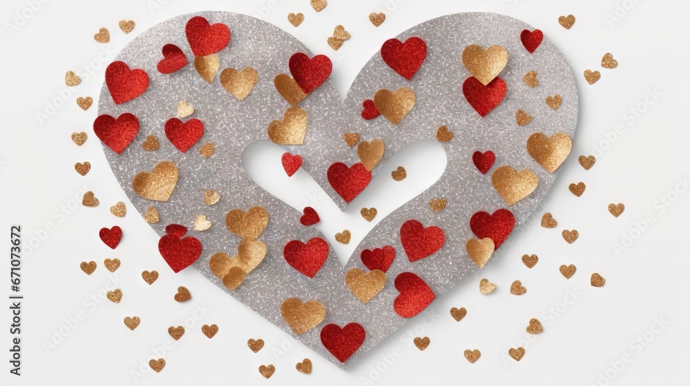 a paper cut out of a heart surrounded by gold and red hearts. generative ai a paper cut out of a heart surrounded by gold and red hearts. generative ai