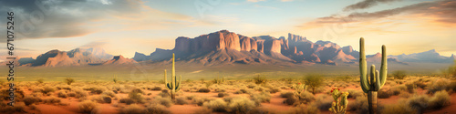 Arizona desert landscape illustration background © AhmadSoleh
