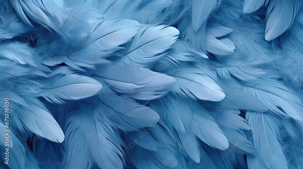 a close up of a bunch of feathers with a blue background. generative ai a close up of a bunch of feathers with a blue background. generative ai