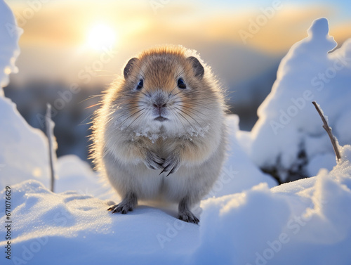 A Photo of a Lemming in a Winter Setting photo