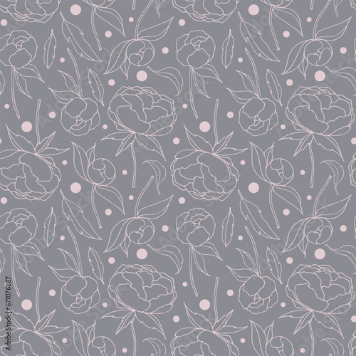 Floral pattern. Design for wallpaper, wrapping paper, fabric. Vector seamless background with decorative flowers