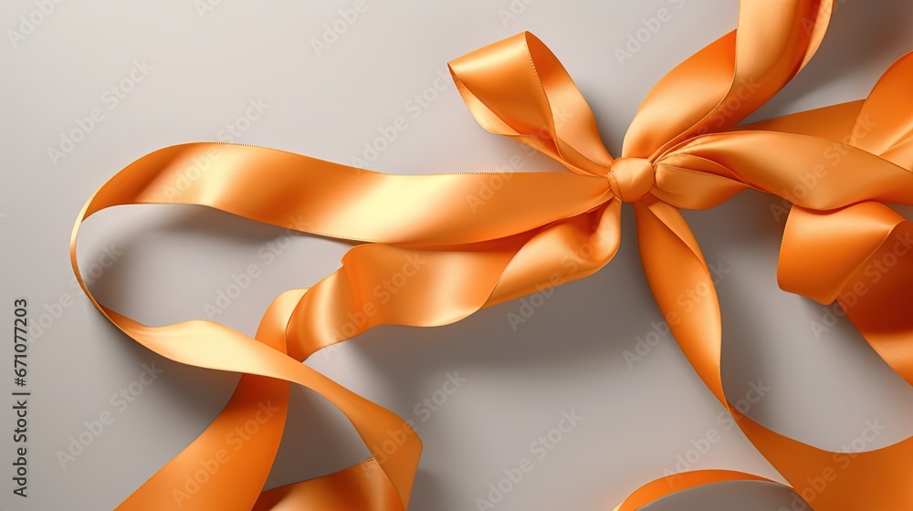 a close up of an orange ribbon on a white background. generative ai a close up of an orange ribbon on a white background. generative ai