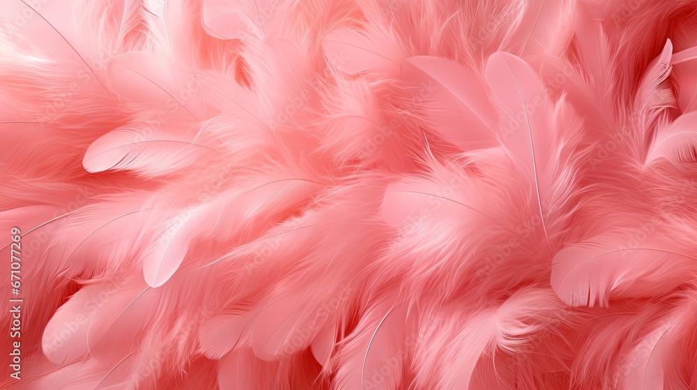  a close up of pink feathers on a pink background with a white background.  generative ai