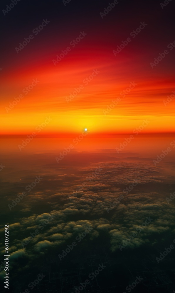 sunset over the earth from an airplane window sunset over the earth from an airplane window