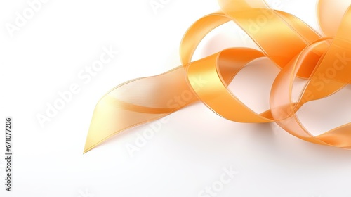  a close up of an orange ribbon on a white background. generative ai
