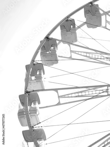 White ferris wheel with white sky