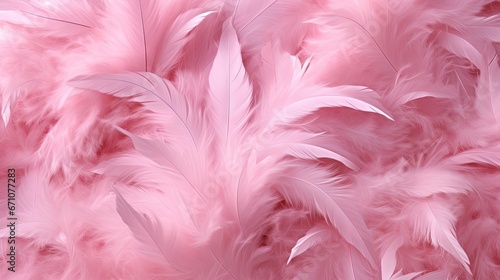  a close up of a pink background with lots of feathers. generative ai