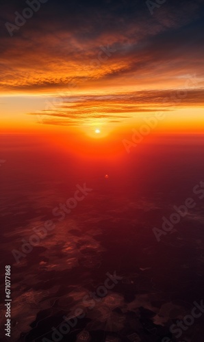 sunset over the earth from an airplane window