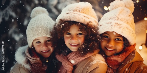 Christmas children. Little children on Christmas holiday in winter season