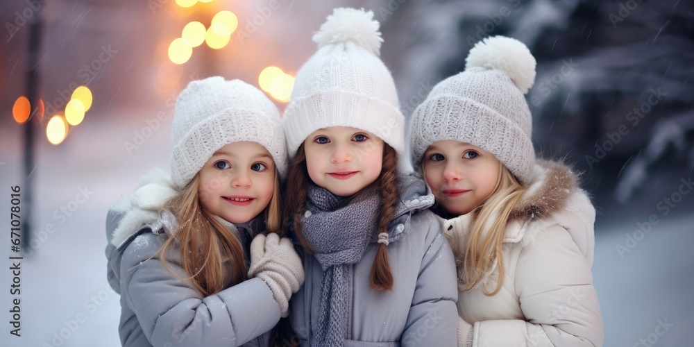 Christmas children. Little children on Christmas holiday in winter season