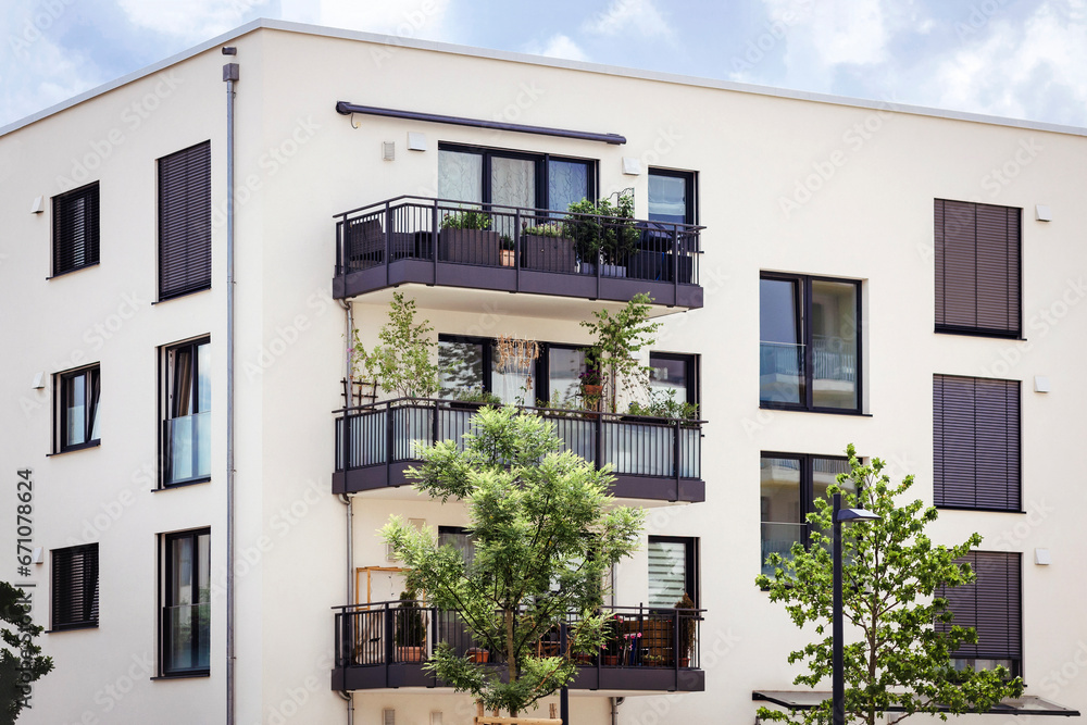 Picture of Modern Facade Building with Modern Balconies of Multifamily Apartment ...