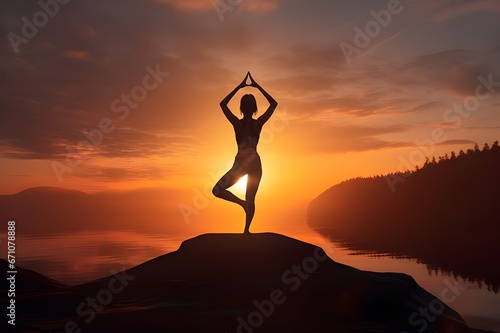 silhouette of a woman doing yoga