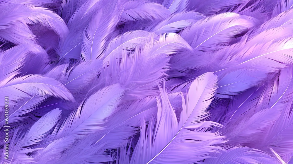  a bunch of purple feathers that are all over the place.  generative ai