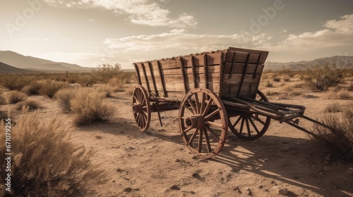 Old wagon in the desert  photo