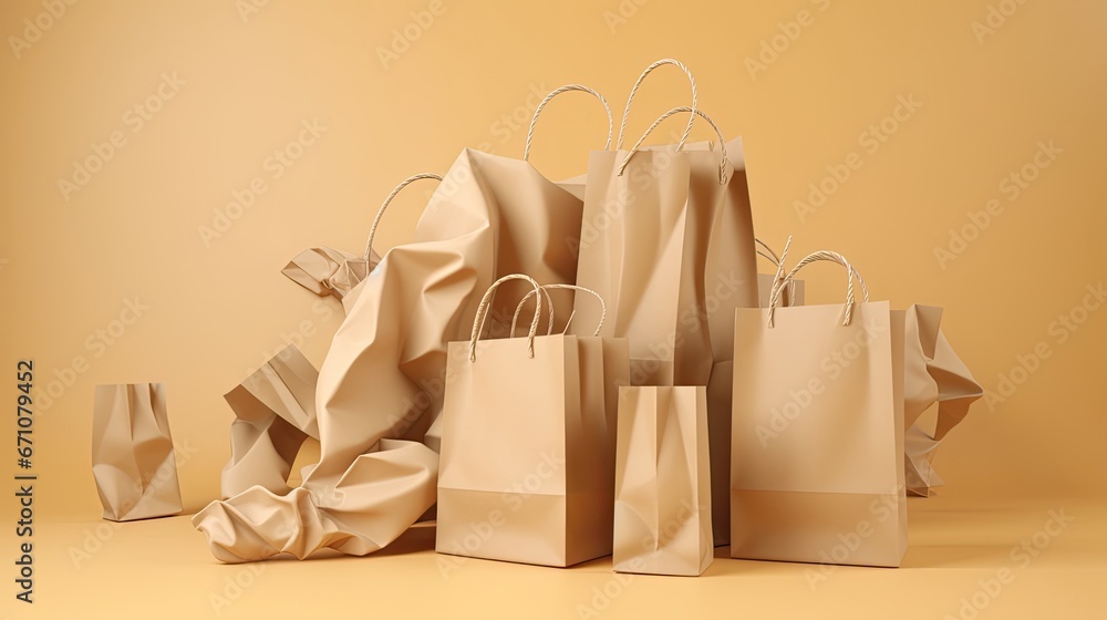 Paper Bag Day 3d concept background. Paper bags are an environmentfriendly alternative to the