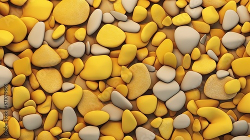  a bunch of yellow and gray rocks are shown in this image.  generative ai