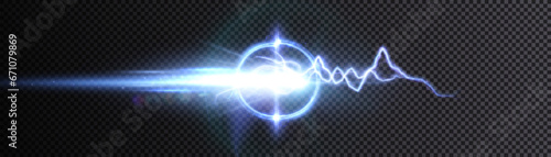 Abstract flash of light with elements of electric discharge, lightning. High current, power. Vector illustration of an overlay on an isolated Background. 
