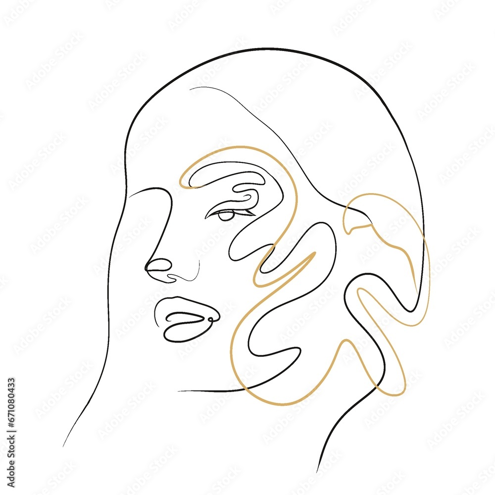 Woman face with golden line
