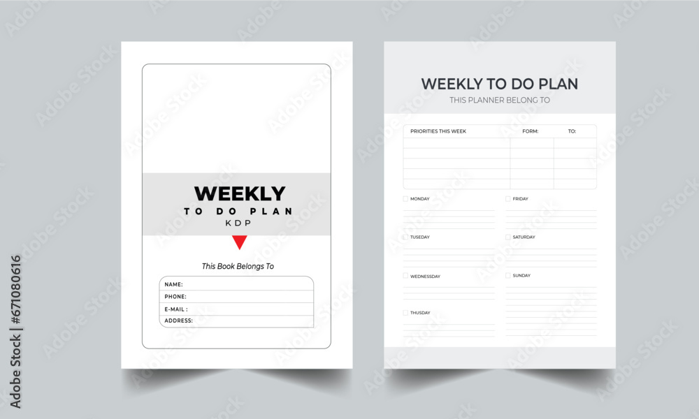 Weekly To Do Planner template with Cover Template. Printable Weekly Planner Template. Weekly To Do Planner template with Cover Template. Printable Weekly Planner Template.