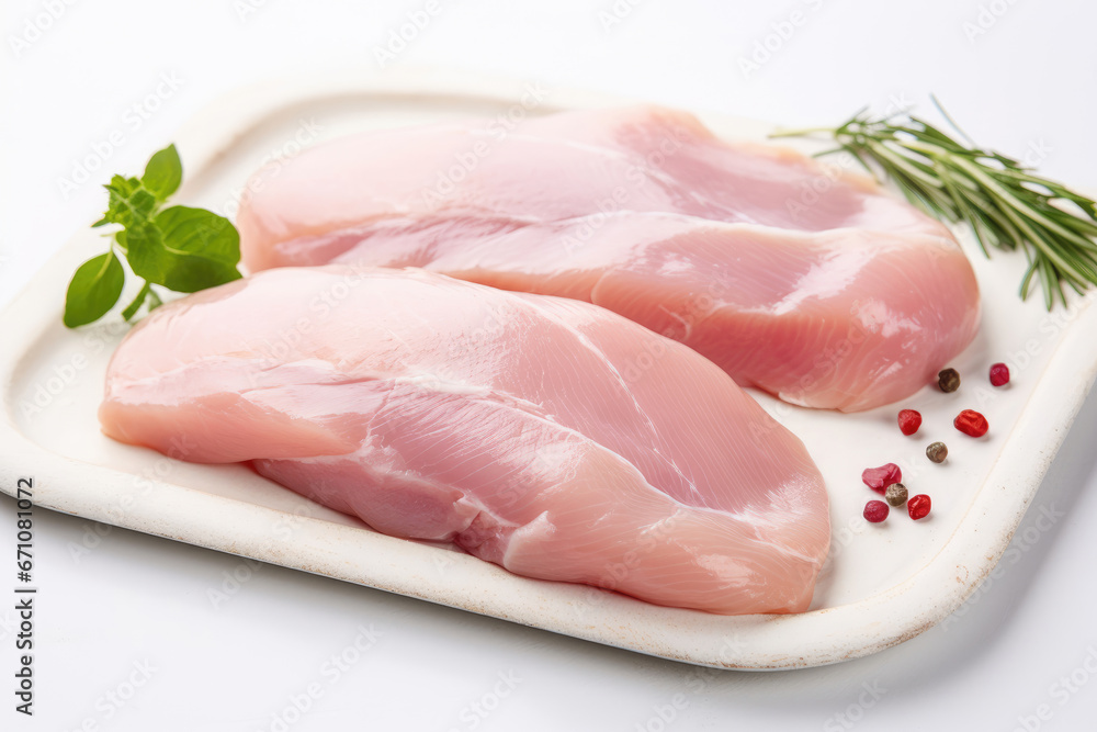 Chicken breast fillet on white background