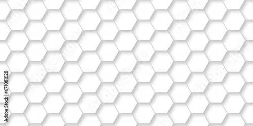 Fototapeta Naklejka Na Ścianę i Meble -  Seamless pattern with hexagons. Abstract background with hexagon and white Hexagonal Background. Luxury White Pattern. Vector Illustration. 3D Futuristic abstract honeycomb mosaic white background.