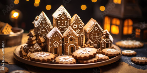 Seasonal biscuits, decorated with icing 