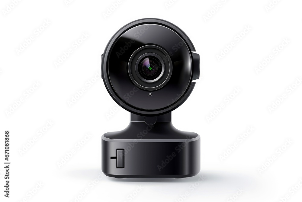 Close up of security camera isolated on white background Close up of security camera isolated on white background